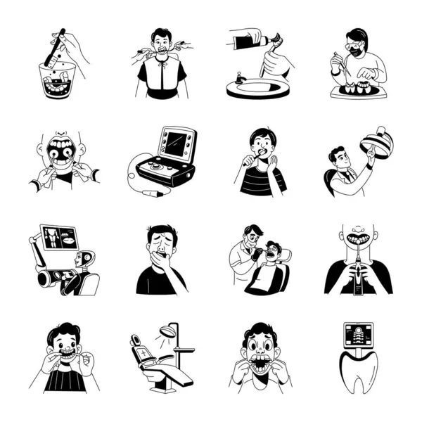 Sketchy Biçimli Diş Sağlama Çizimleri Koleksiyonu 