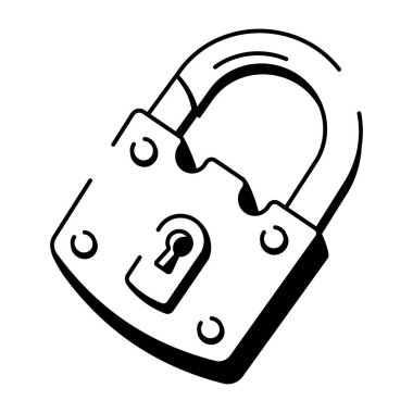 Paslı asma kilidin elle çizilmiş bir simgesi