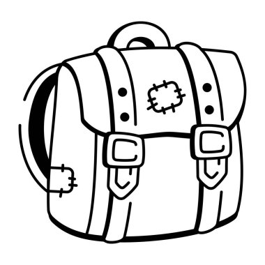 Deri bir seyahat çantası gösteren karalama tarzı bir simge