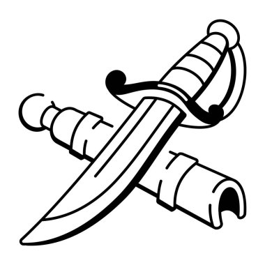 Korsan kılıcını gösteren bir el çizimi simgesi