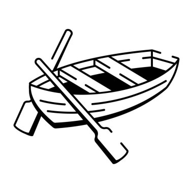 Ahşap bir kayık tasarımını gösteren karalama tarzı bir simge