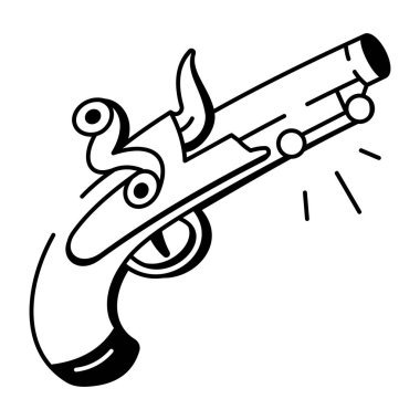 Korsan tabancasını temsil eden bir el çizimi simgesi