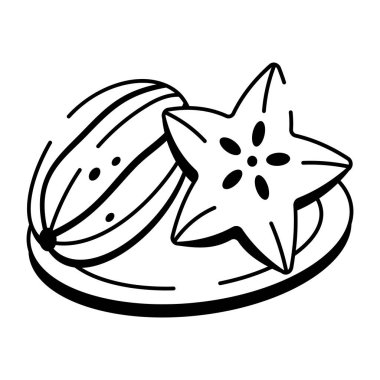 Bir el çizimi yıldız meyvesi ikonu