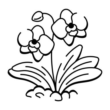 Orkide çiçeklerinin karalama tarzı simgesi