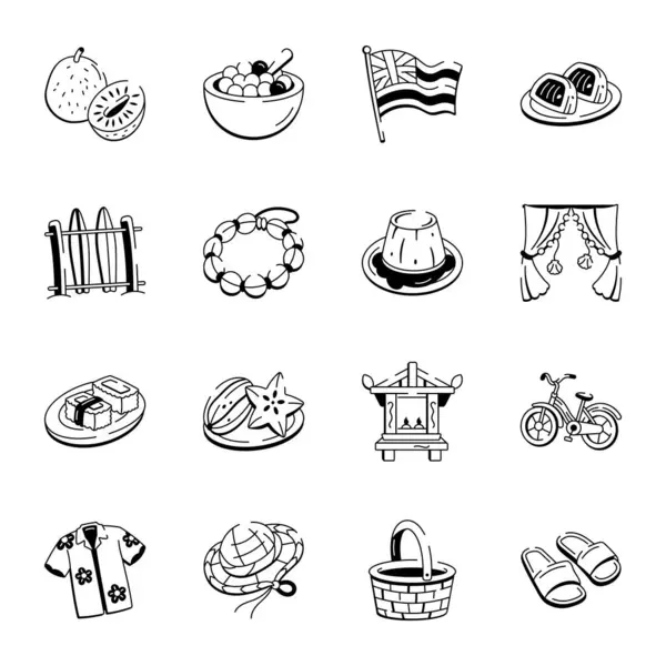 Hawaii Sanat Çizim Biçimi Simgeleri Paketi 