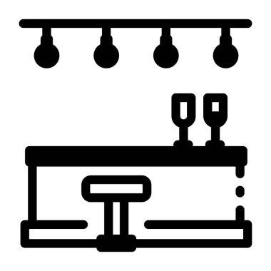 Zarif ahşap bar tezgahının satır biçimi simgesi