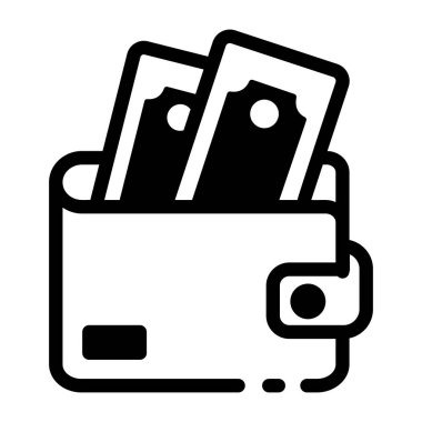 Deri para cüzdanını gösteren doğrusal bir simge 