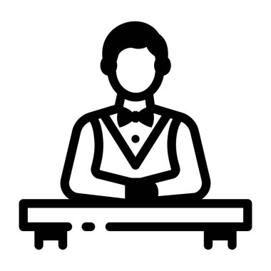 Kendine güvenen kumarhane oyuncularını gösteren bir satır biçimi simgesi