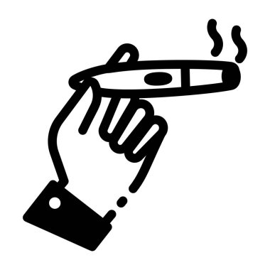 Kalın, lüks bir puro dumanının çizgi tarzı ikonu.