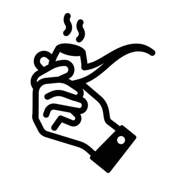 Klasik ahşap tüttürme piposunun ana hatları simgesi