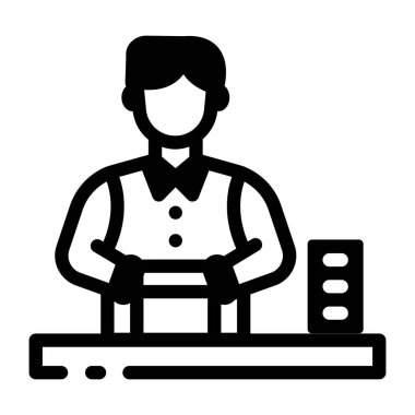 Odaklanmış bir poker satıcısını gösteren doğrusal bir simge