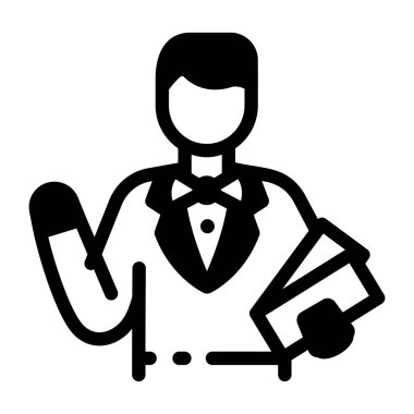 Kumarhane kasiyerinin çizgi stili ikonu.