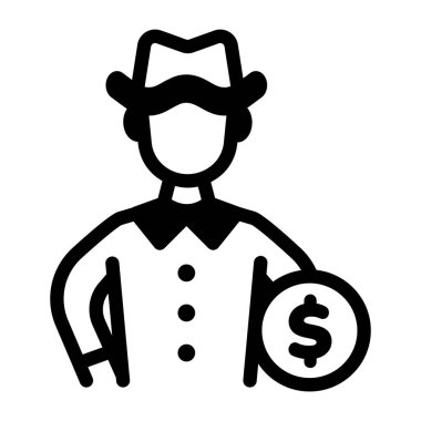 Profesyonel poker oyuncusunu gösteren doğrusal bir simge