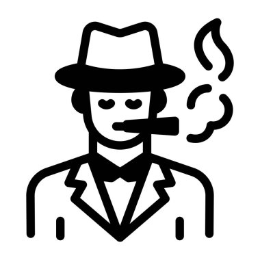 Doğrusal biçimde sigara içen beyefendiyi gösteren bir simge