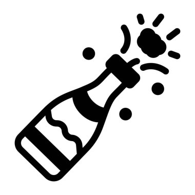 Şampanya şişesinin çizgi stili ikonu.