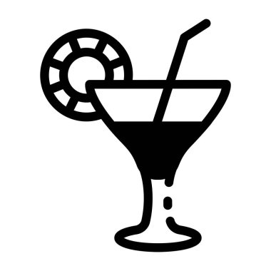 Süslü kokteyl camlarını gösteren bir çizgi biçimi simgesi