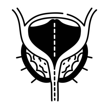 İdrar torbası boynunun yarım yamalak bir simgesi.