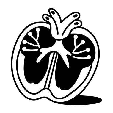 Kalp anatomisinin el çizimi simgesi