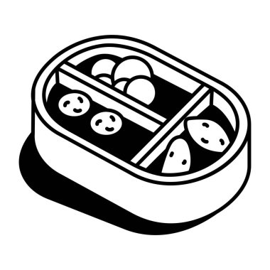Bento kutusunun yarım yamalak bir simgesi 