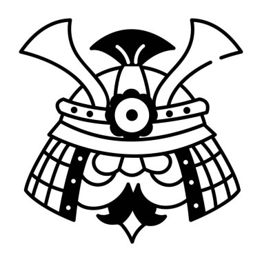 Kabuto kask simgesi karalama stilinde 