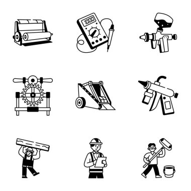 El Çizimi Fabrika Sanatı Simgeleri 