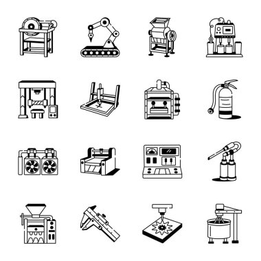 Fabrika Malzemeleri Paketi Doodle Biçimi Simgeleri 