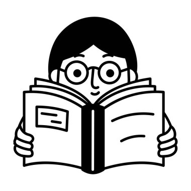 Çizgi roman tarzında karakter okuma simgesi 