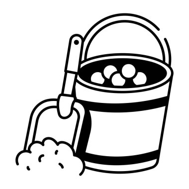 Bir maden kovasının el çizimi simgesi