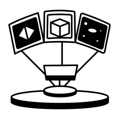 Holografik resim projeksiyonunun bir satır biçimi simgesi