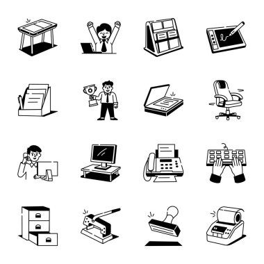 16 Ofis Araçları Çizim Biçimi Simgeleri