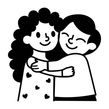 Sarılmanın el çizimi bir simgesi.