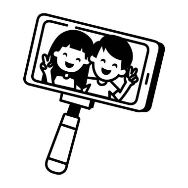 Selfie 'nin el çizimi simgesi.