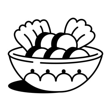 Yemek kasesinin karalama stili simgesi.