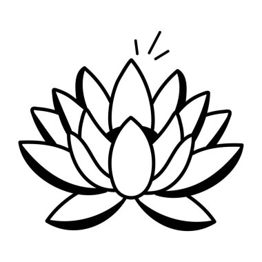 çiçek, çiçek, taç yaprakları, rakhi, hinduizm, gelenek, kültür, şenlik, karalama, çizim, kabataslak, kabartma, vektör, nilüfer çiçeğinin karalama tarzı simgesi