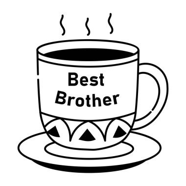 Sıcak bir çay fincanını buharlı gösteren taslak biçiminde simge