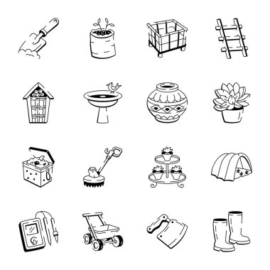 Bahçe Sanatı Çizim Biçimi Simgeleri Paketi 