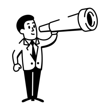 Karakterin iş geleceğini gösteren eskiz stili simgesi 