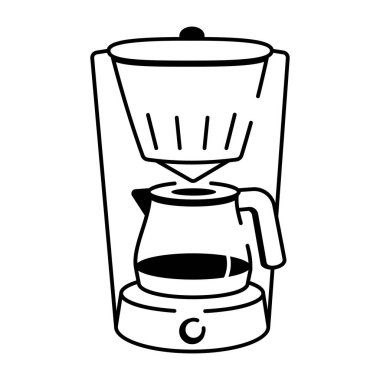Kahve üreticisi aletini gösteren el çizimi simgesi