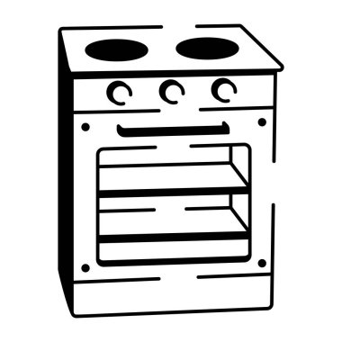 Fırın aralığını gösteren eskiz biçimi simgesi 