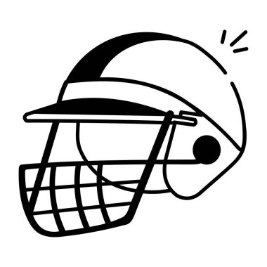 Kriket kaskının karalama stili simgesi