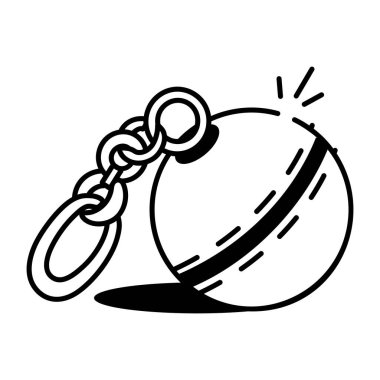 Top anahtarlığının el çizimi biçimi simgesi