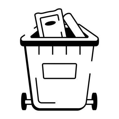 Geri dönüşüm kutusu kutusunun karalama biçimi simgesi 