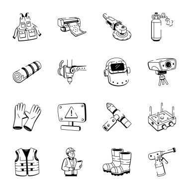 El Çizimi Yapılandırma Simgeleri Koleksiyonu 