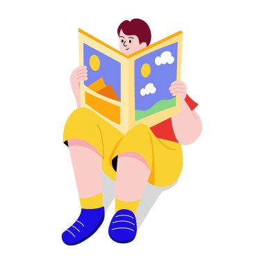 Turist rehberliğini gösteren düz bir çizim, 