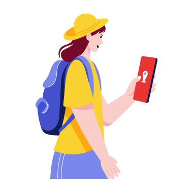 Turist rehberliğini gösteren düz bir çizim, 