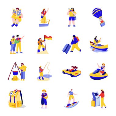 Macera Macerası Flat Stili Çizimleri 