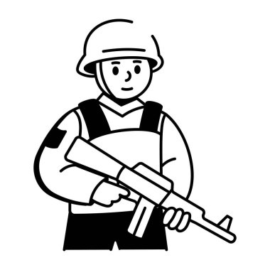 Bir Rus askerini gösteren çizim stili simgesi