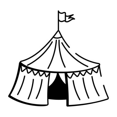 Festival çadırını gösteren bir el çizimi simgesi 