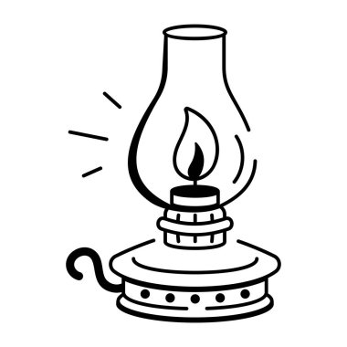 Antika bir lamba parçasının karalama tarzı simgesi