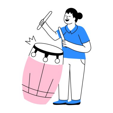 Doodle stilinde tasarlanmış bir Conga çalgıcısı çizimi
